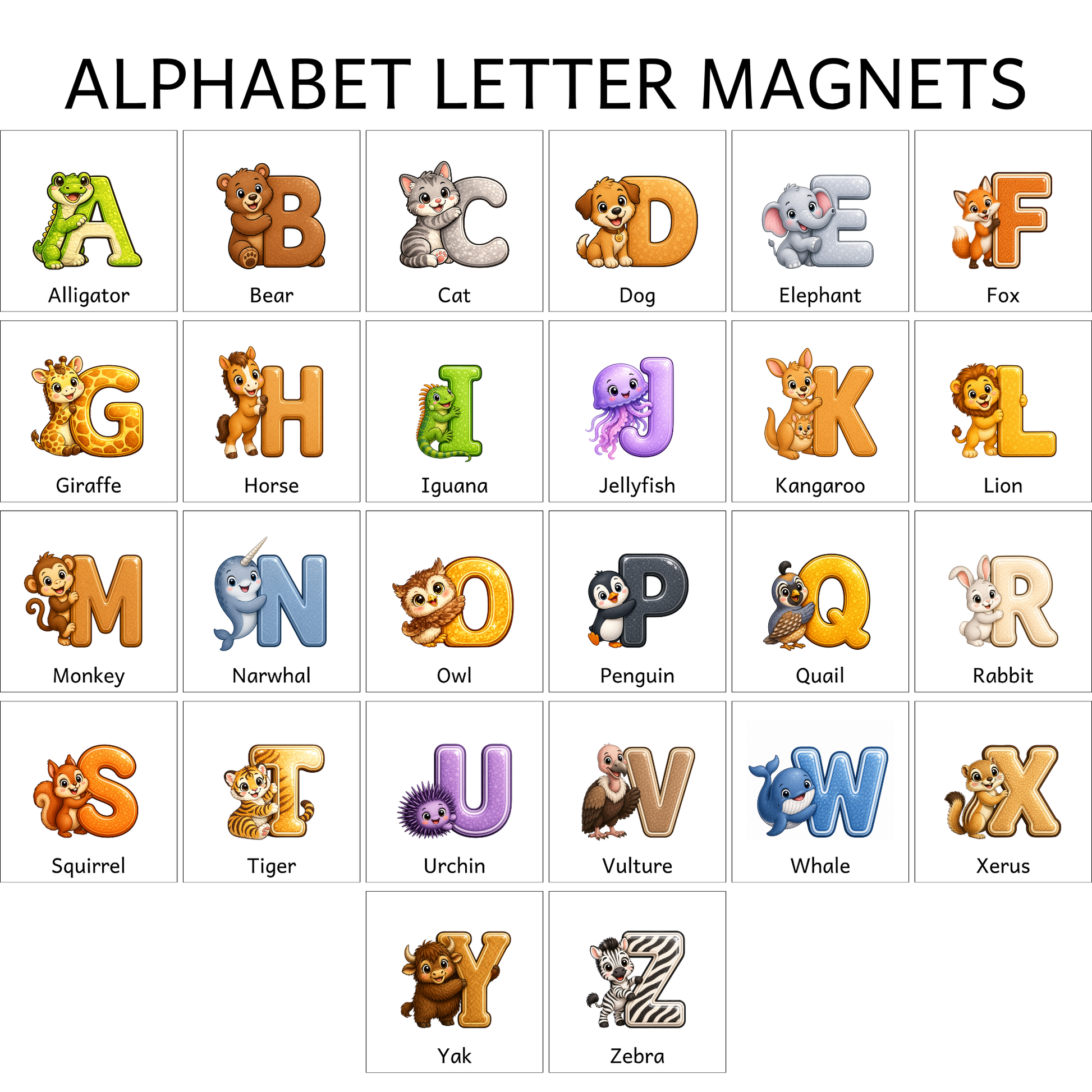 Alphabet Animal Fridge magnet Set Series 2