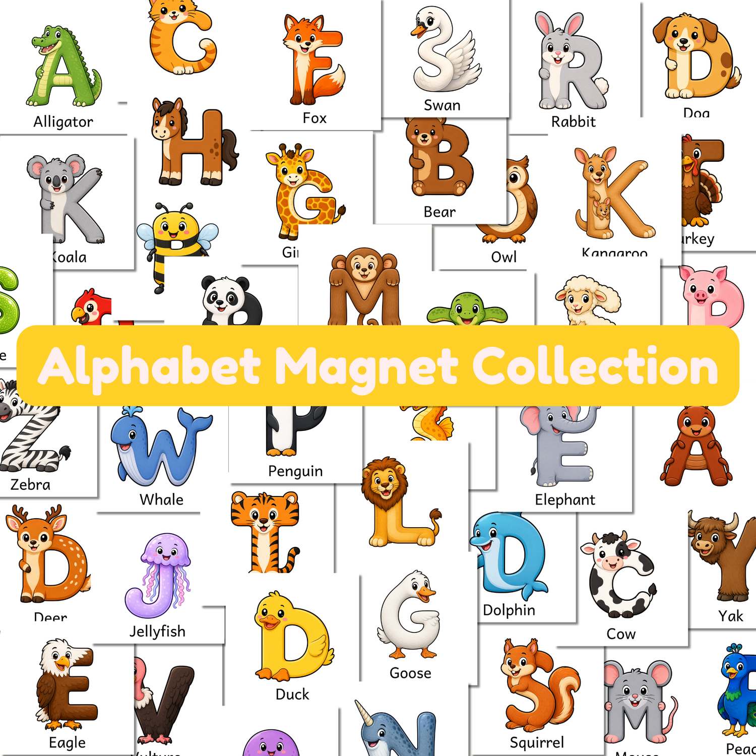 Alphabet Animal Magnet Collection Series 1