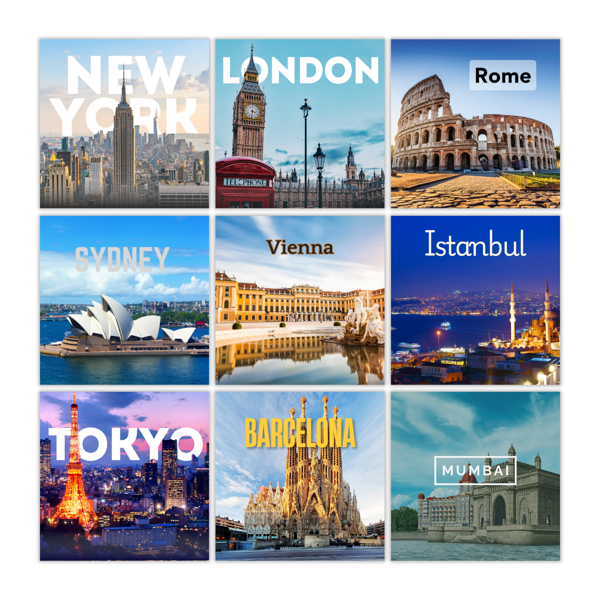 Memosnaps Magnets Travel Theme