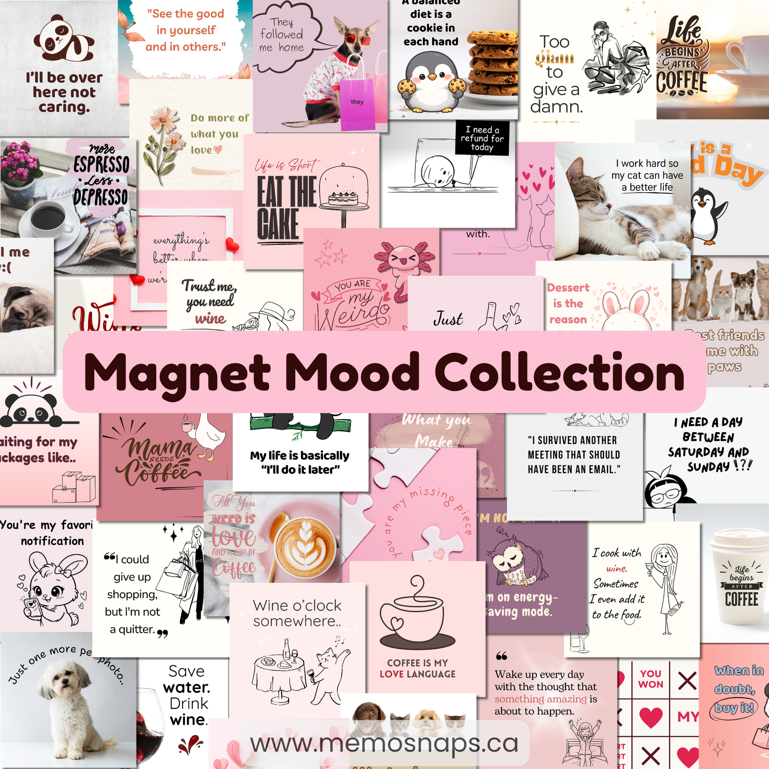 Photo Fridge Magnet Collection With Mood Quotes