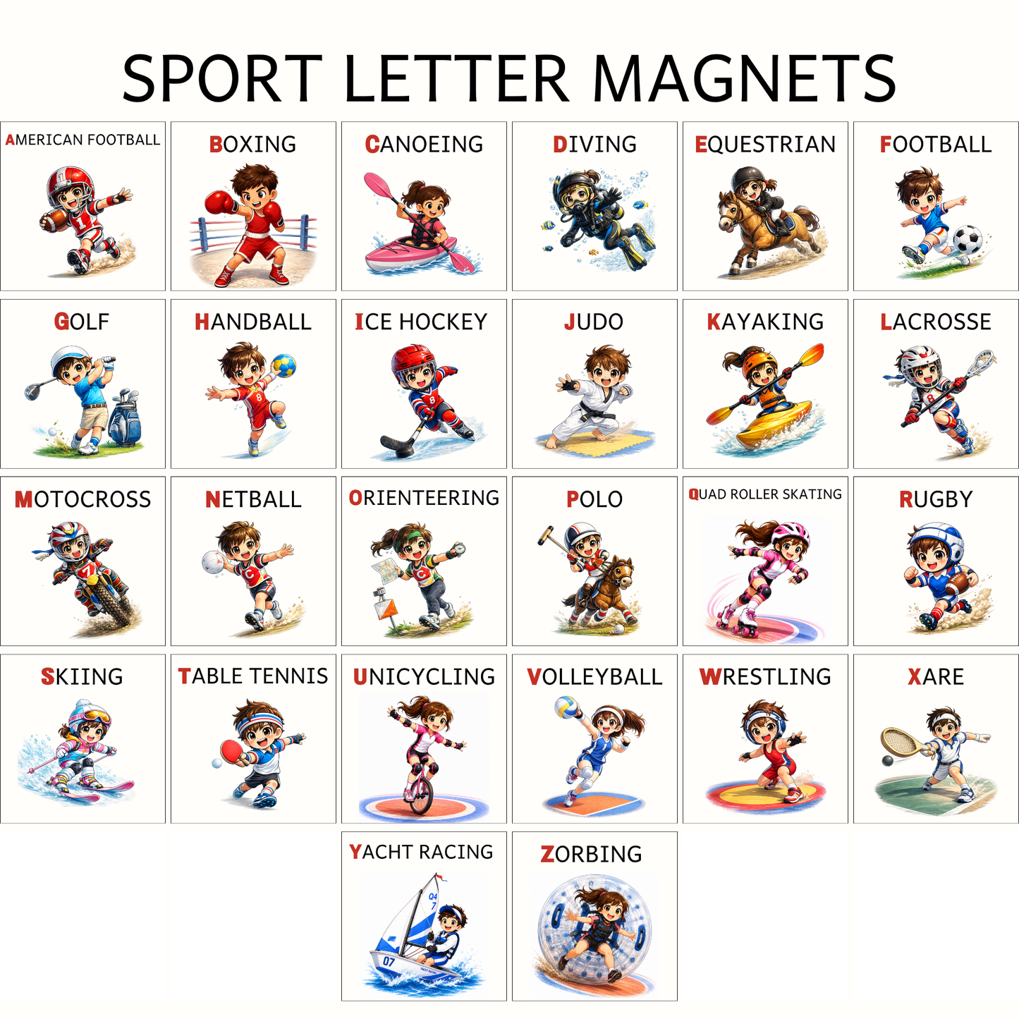 Sports Alphabet Letter Magnets
