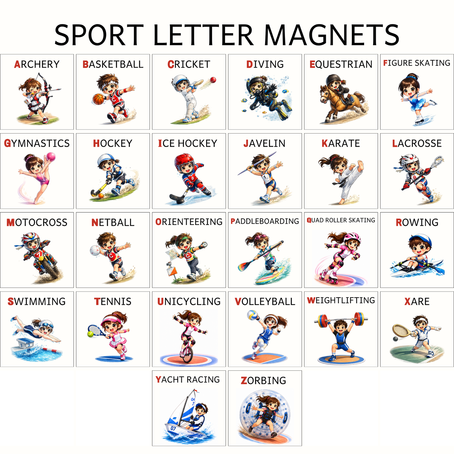 Sports Alphabet Letter Magnets