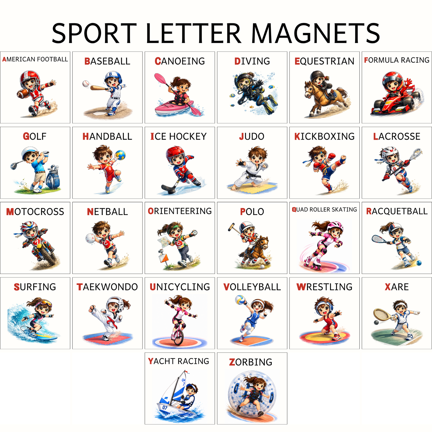 Sports Alphabet Letter Magnets