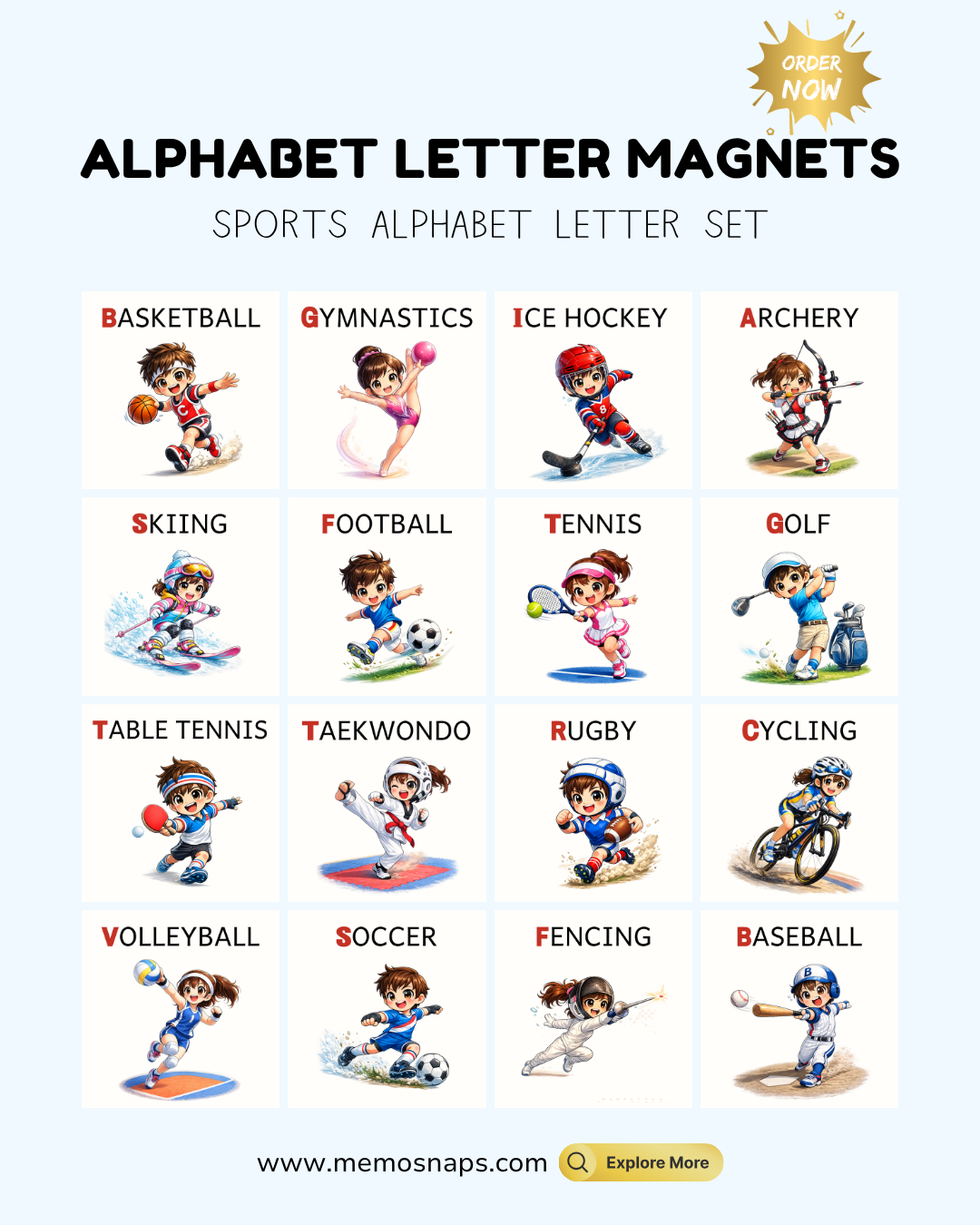 Sports Alphabet Letter Magnets