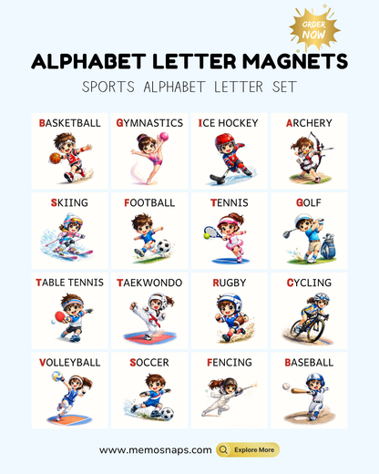 Sports Alphabet Letter Magnets
