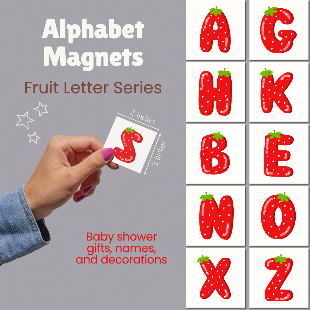 Strawberry Alphabet Letter and Number Magnets