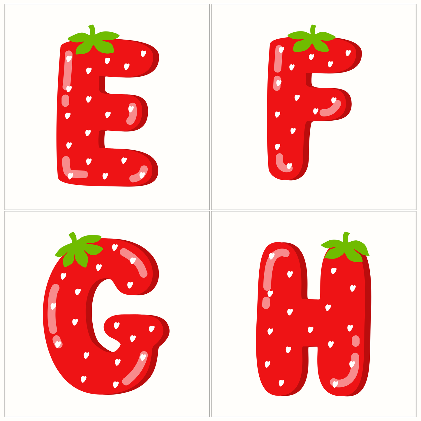 Strawberry Alphabet Letter and Number Magnets