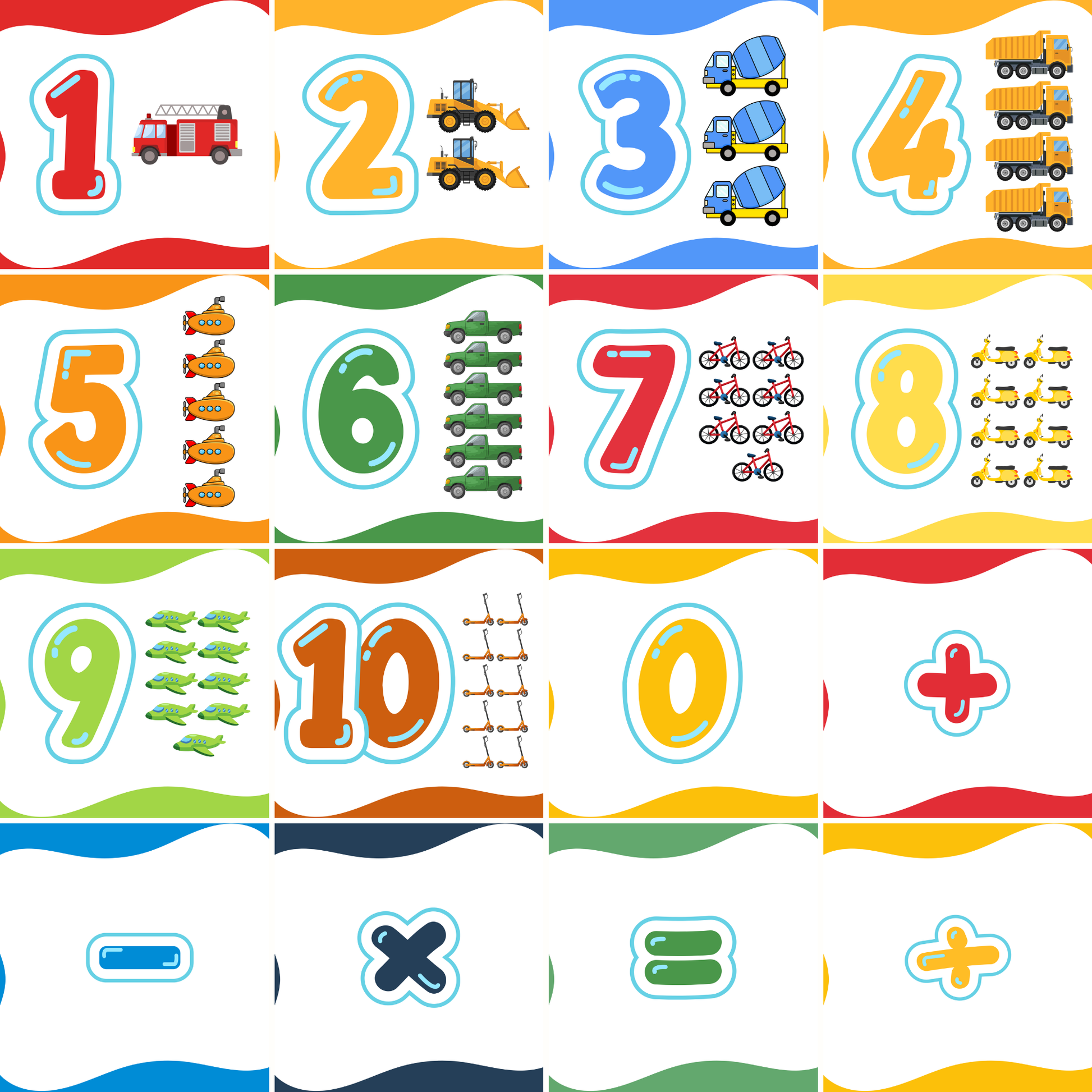 Vehicle Themed Number Magnets