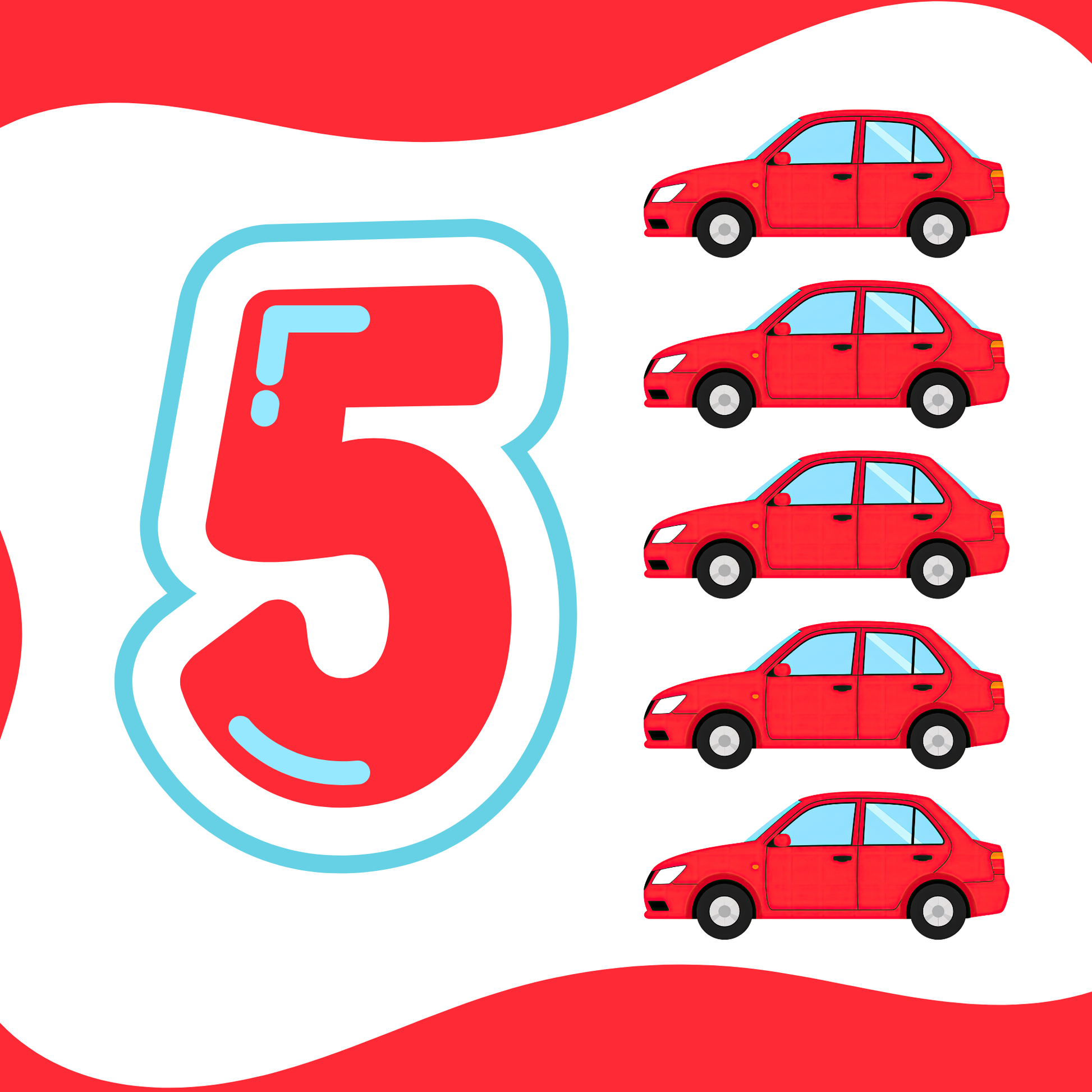 Vehicle Themed Number Magnets