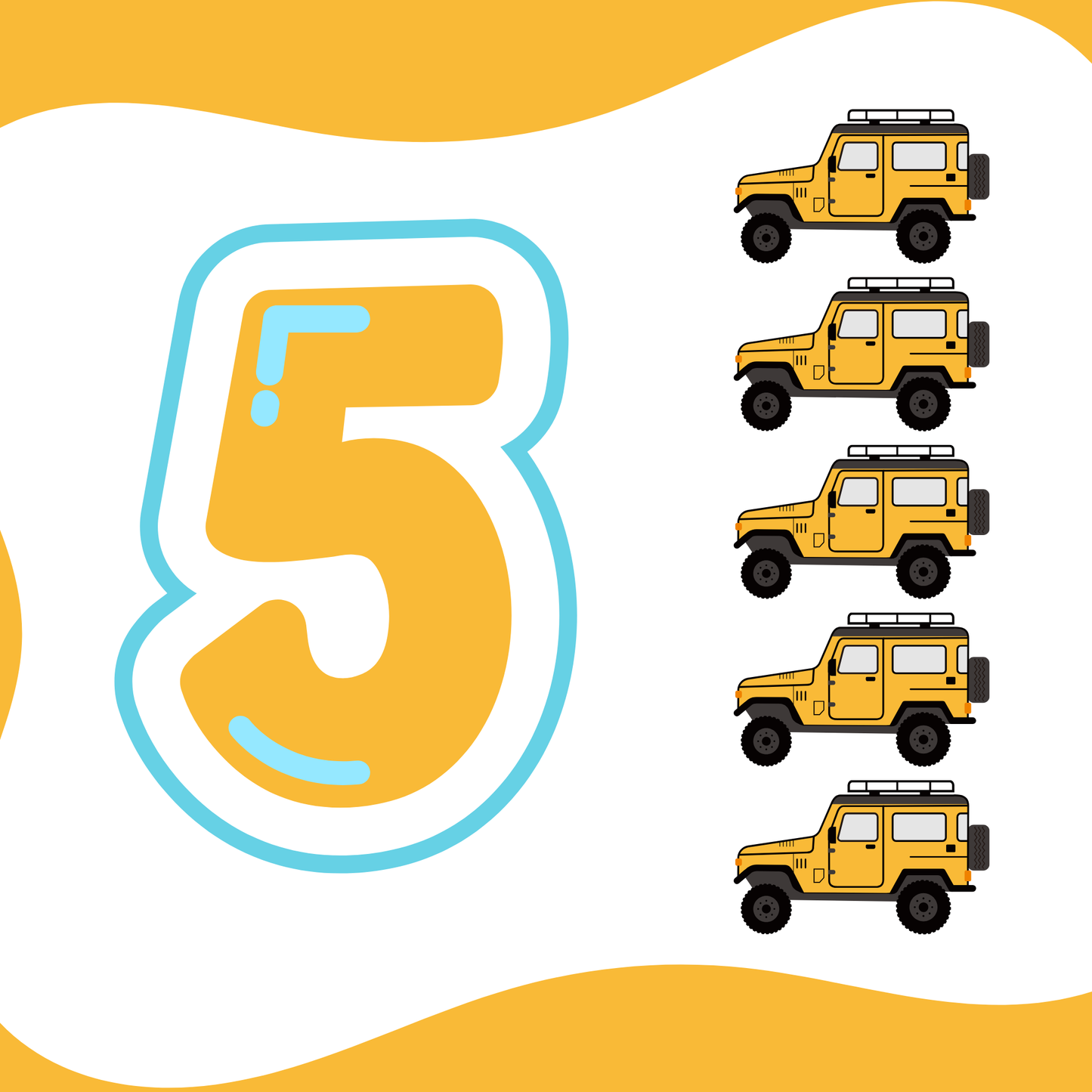 Vehicle Themed Number Magnets