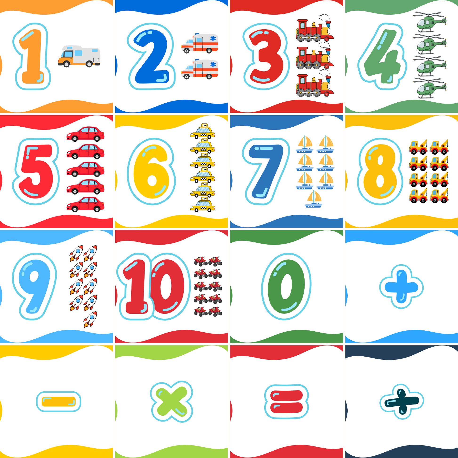 Vehicle Themed Number Magnets