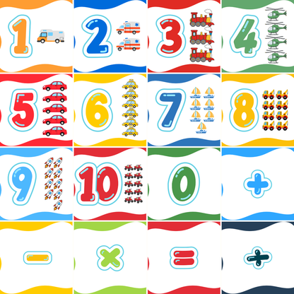 Vehicle Themed Number Magnets