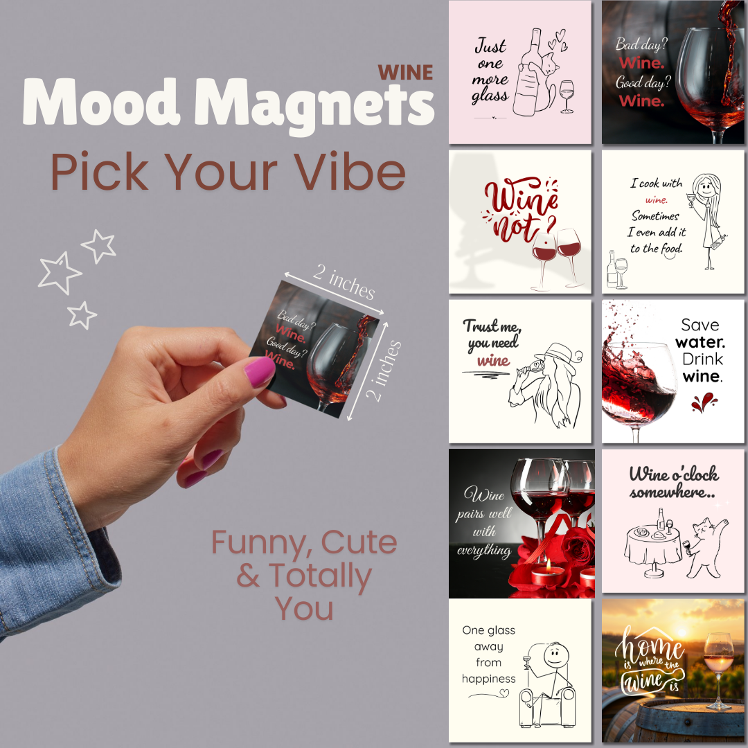 Wine Theme Fridge Magnets With Quotes