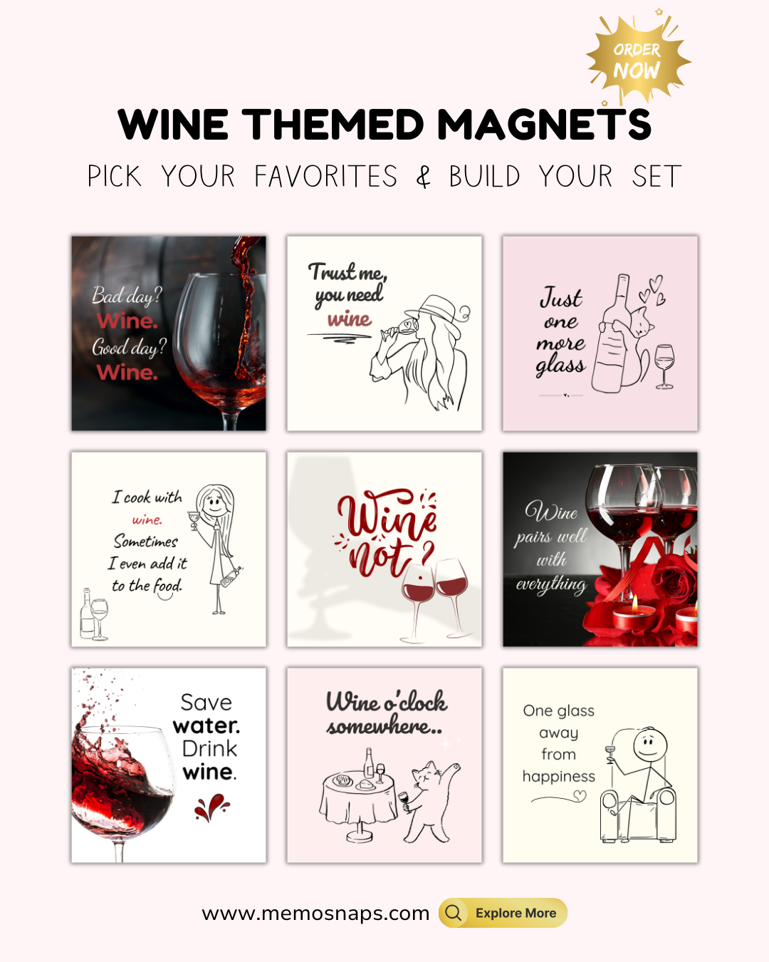 Wine Themed Fridge Magnets
